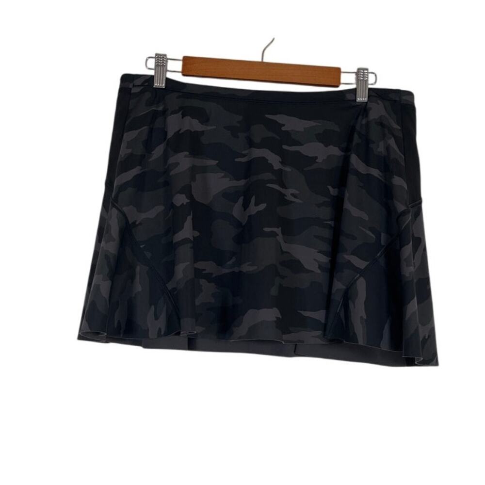 Athleta Match Point Skort Black Camo Sz Large Pockets Tennis Pickleball Athletic